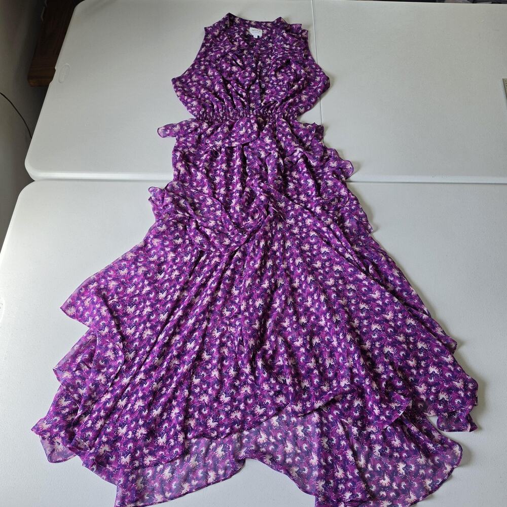 Misa Los Angeles Dress Womens L Purple Floral Fairy Ruffle Maxi Sundress Boho